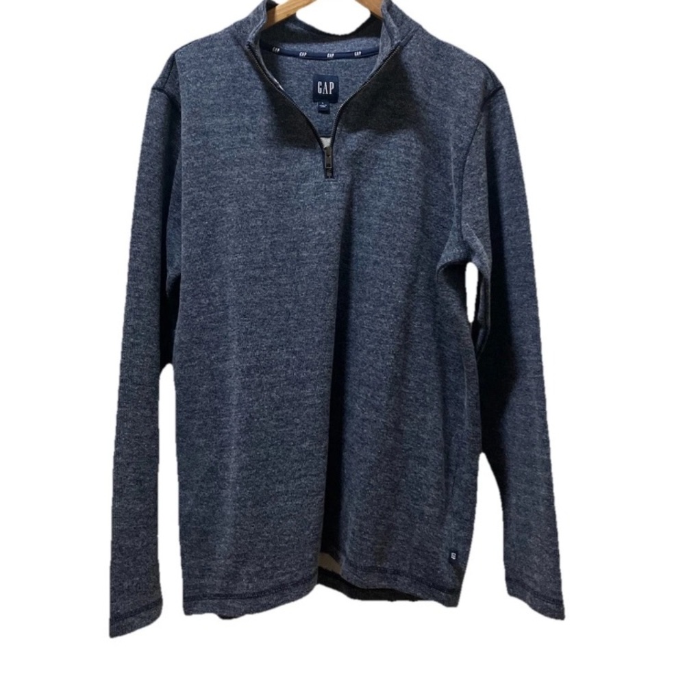 Gap Mens 1/4 Zip Pullover Long Sleeve Performance Cotton Navy Sz L